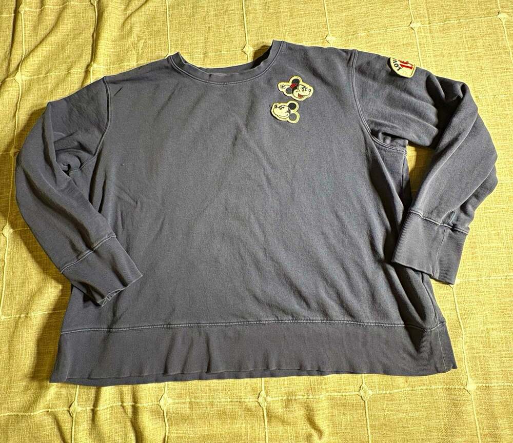 Disney Mickey & Minnie Mouse Blue Crewneck Pullover Sweatshirt Women's 3X Parks